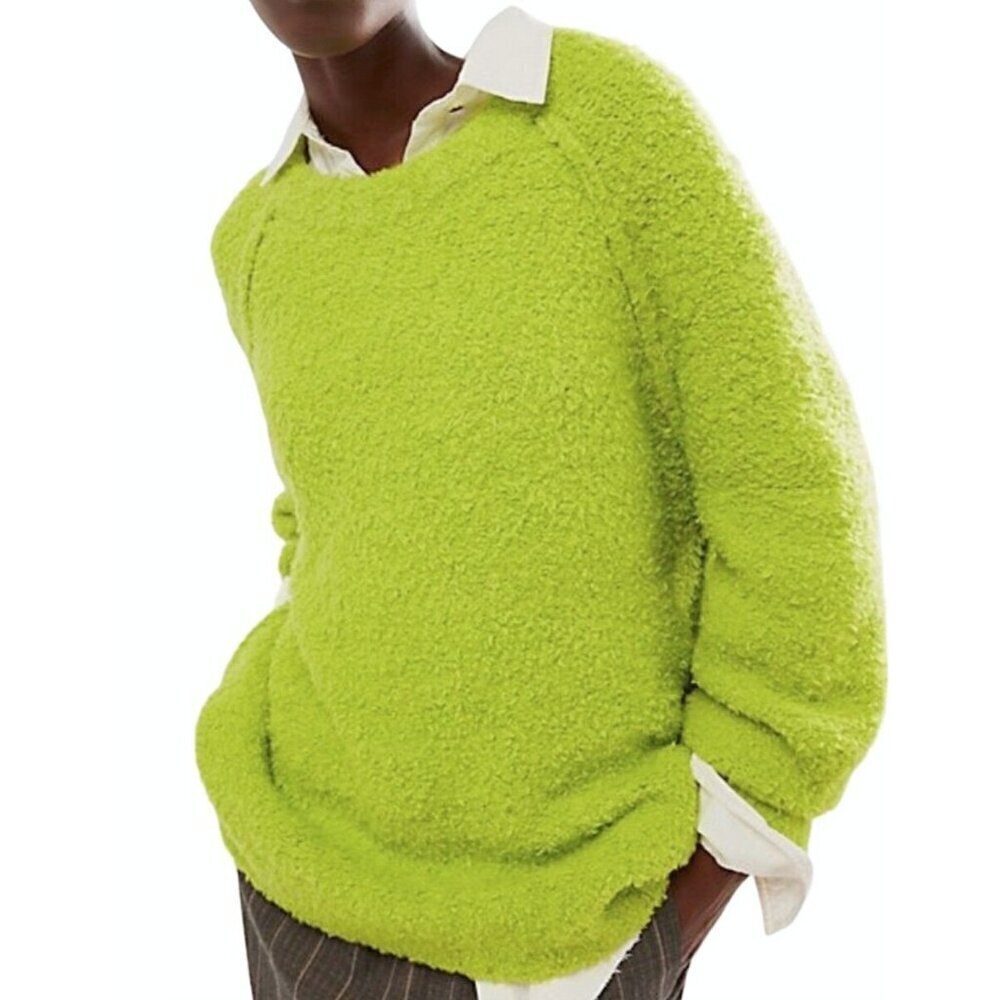 NEW FREE PEOPLE TEDDY FUZZY LIME GREEN SWEATER TUNIC SMALL